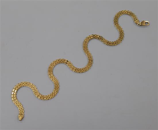 A 9ct gold brick-link necklace, 14.5g 44cm.